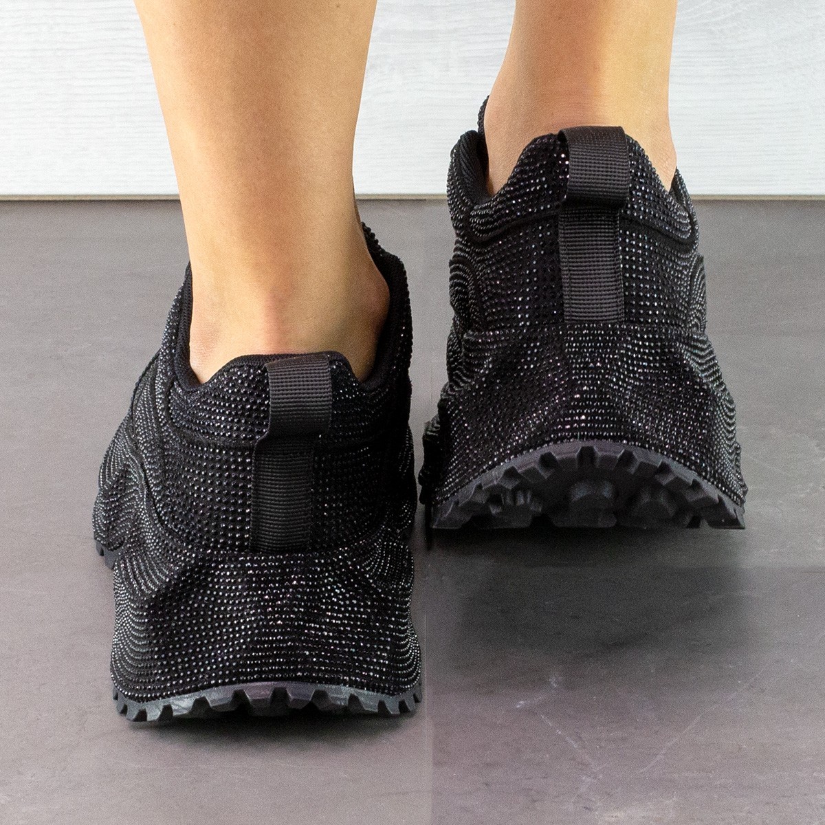 Grand Shop | Дамски маратонки на високо ходило цвят Black